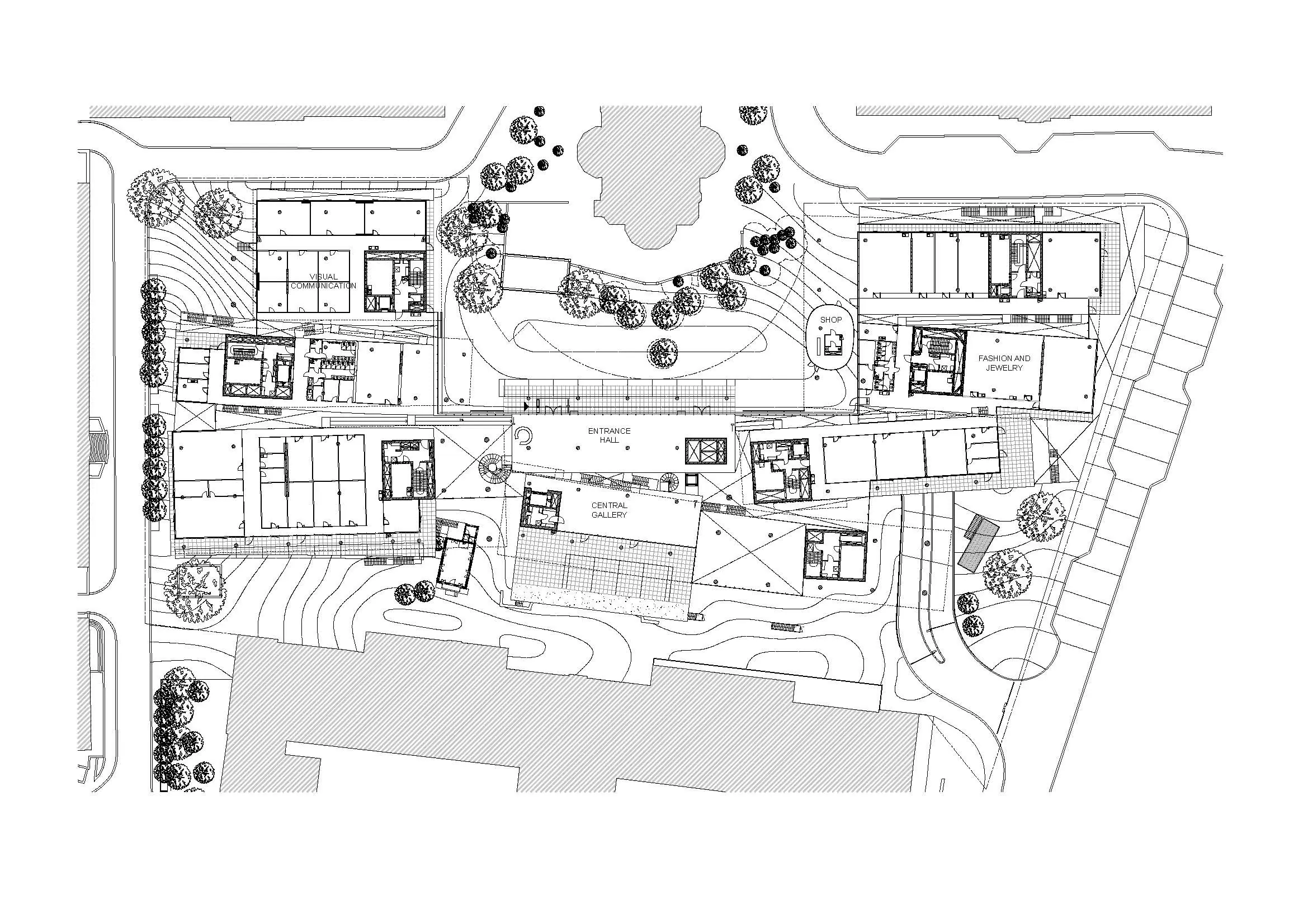 Bezalel Academy of Arts and Design project in Jerusalem.  The ground floor 2 plan