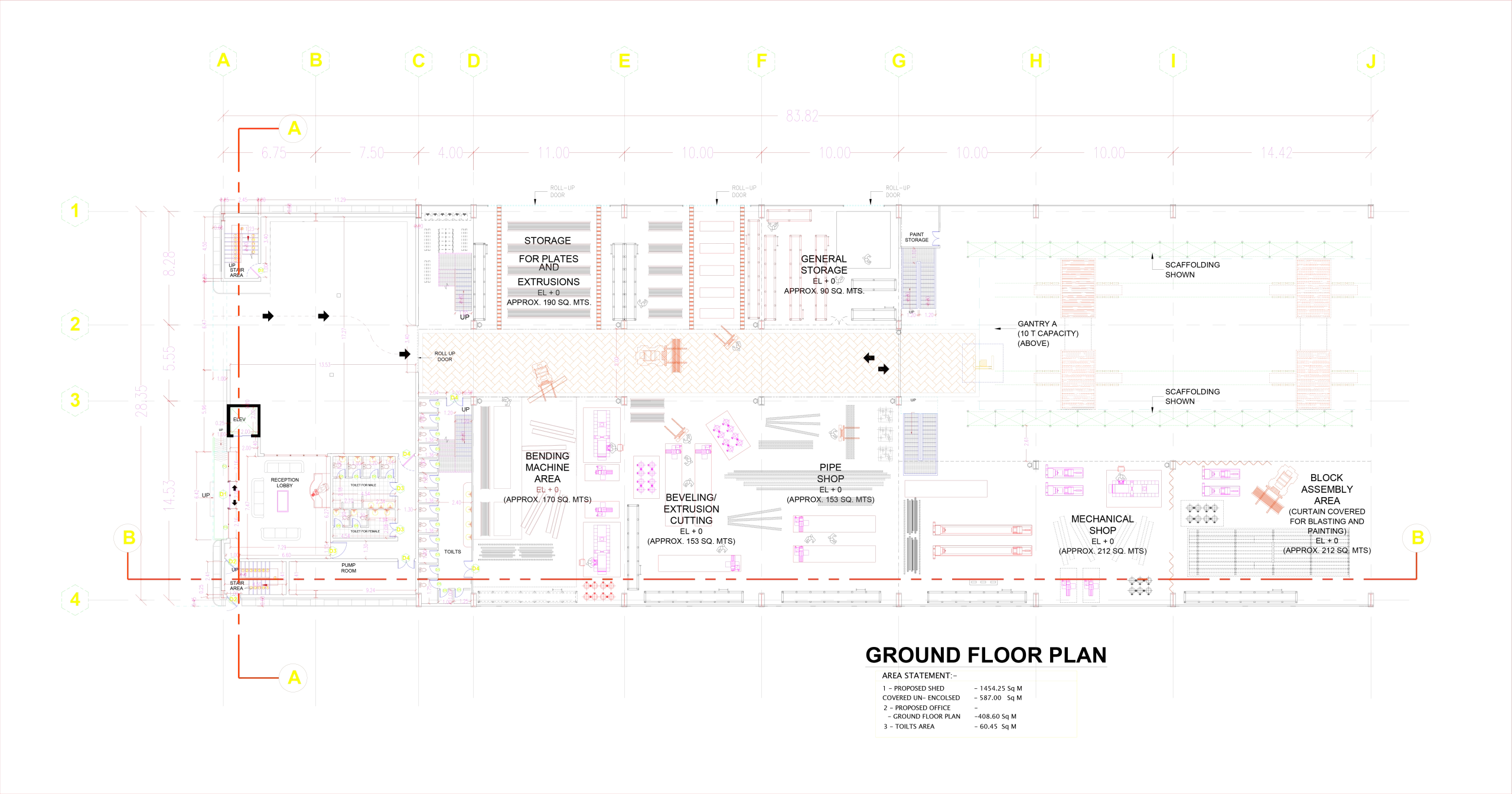 Mubarak Marine Ship Building Industrial Architecture project. the ground floor plan of the project.