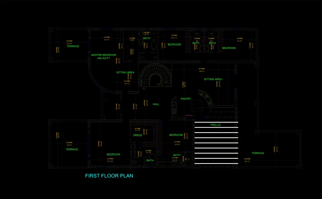 Villa Design, Villa Architecture of ICF system project.  the ground floor plan of the villa design, villa architecture of ICF system