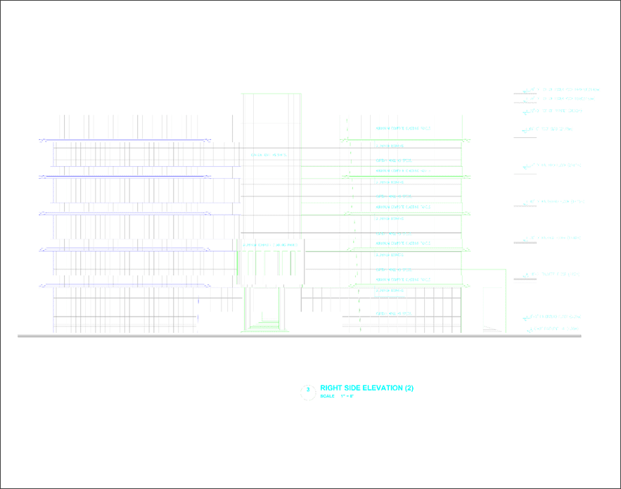 Al Khabeesi headquarters commercial and office building. front elevation of the project showing all services and entrances.