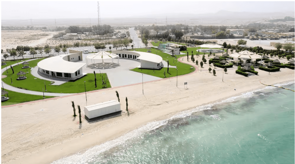 Al Ruwais Beach Club landscape architecture project. the new beach club site photo.