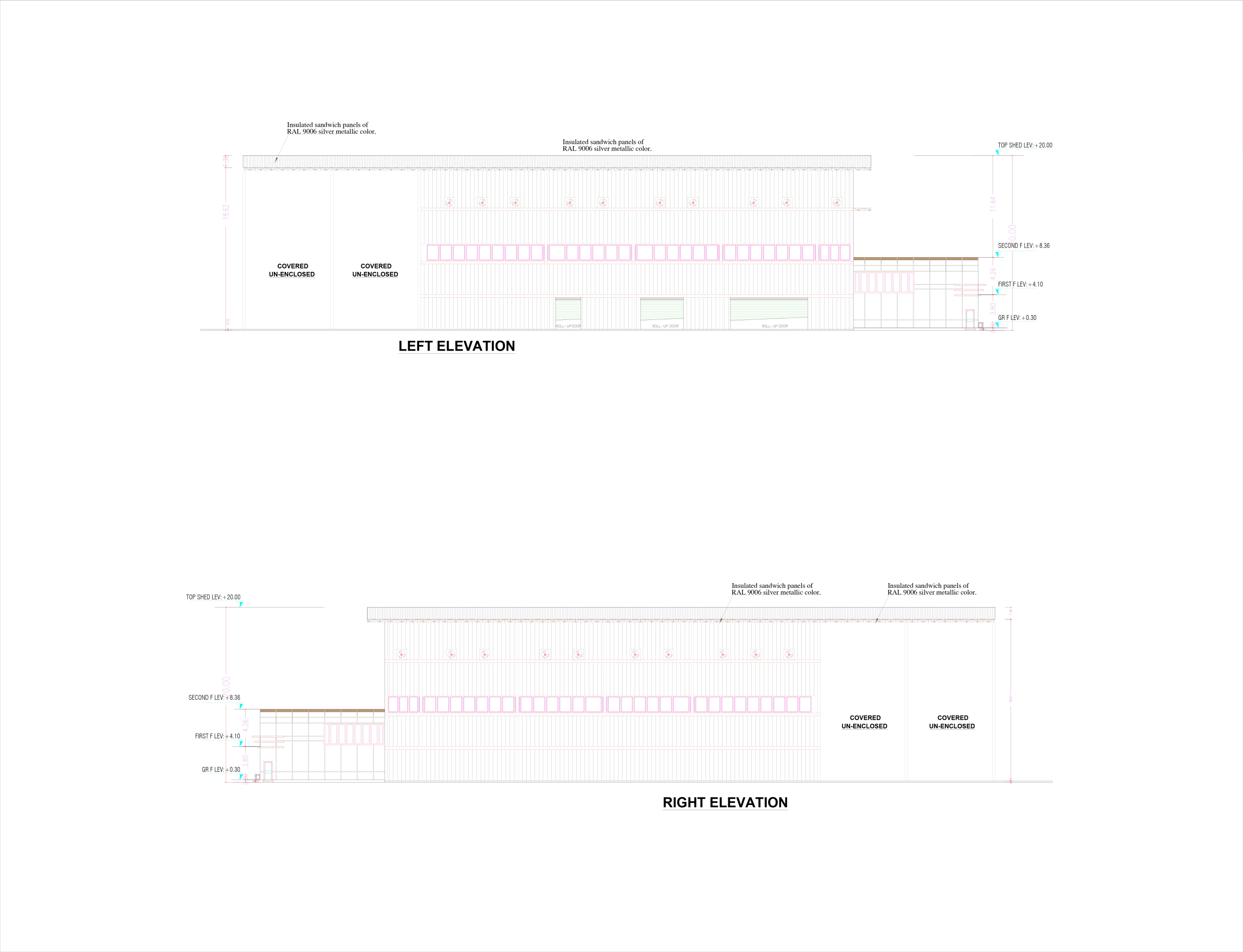 Mubarak Marine Ship Building Industrial Architecture project. the right and left elevations.