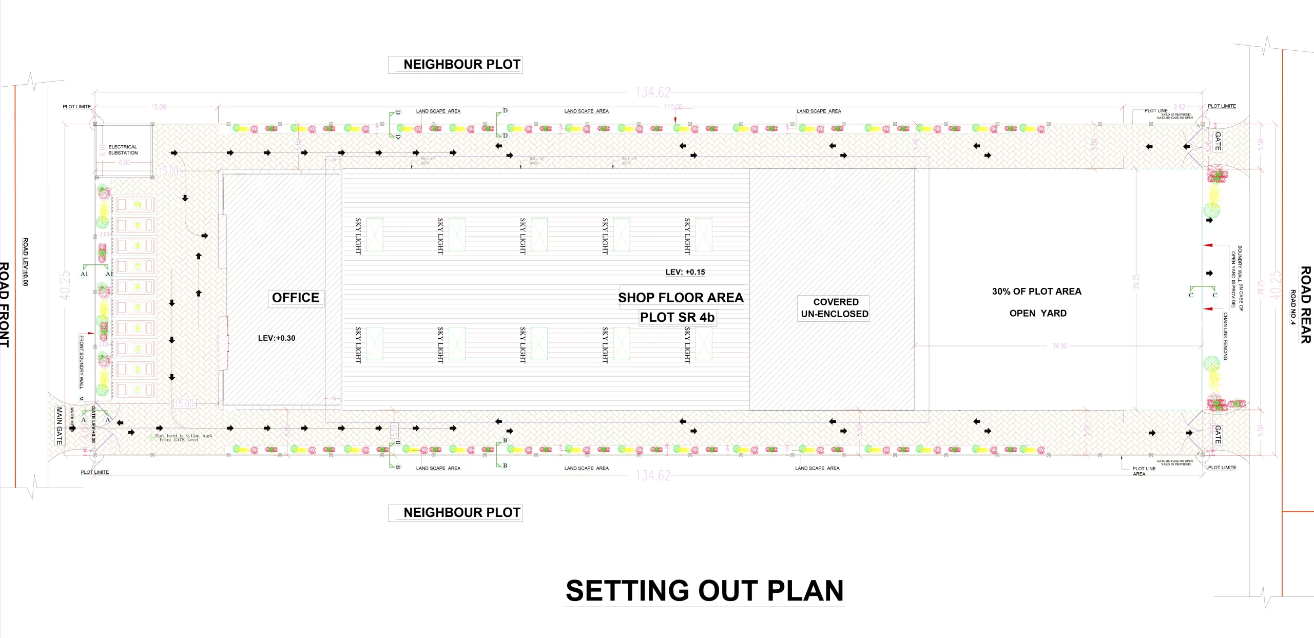 Mubarak Marine Ship Building Industrial Architecture project. is the site plan showing the closed and open areas of the project.