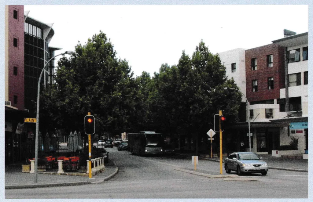 Claisebrook Village Urban Renewal Project in Perth.  shows the central retail area of Royal Street in the Claisebrook Village urban renewal project.