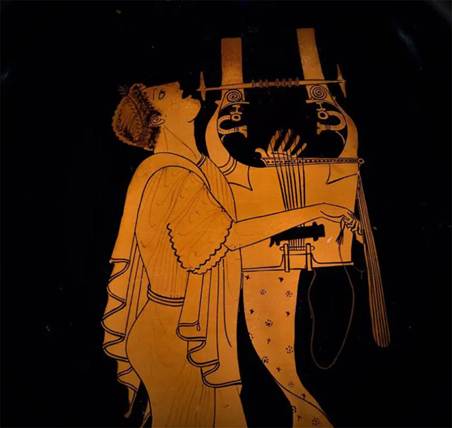 Architecture and Art: pioneers of Art and Architecture. Young Man Singing and Playing the Kithara
