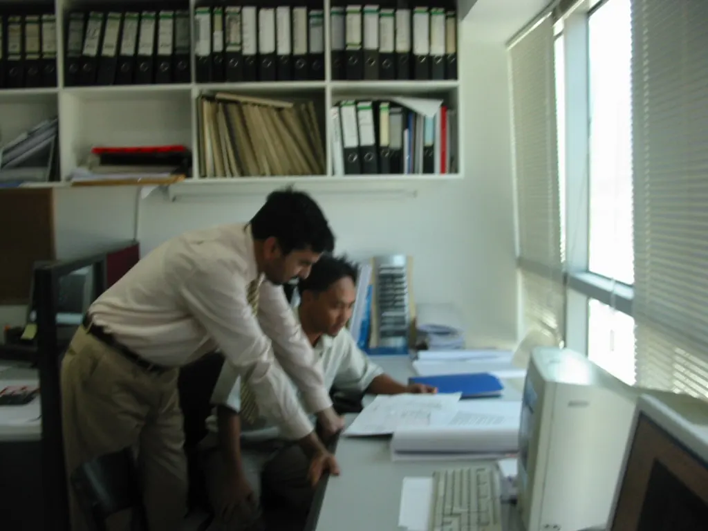 Architects / 12 site supervision steps: The project. shows a photo from practice while supervising mechanical work for a new building.
